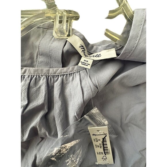 NWT Madewell Embroidered Poplin Puff-Sleeve Cutout Crop Top Distant Peri XS - Picture 6 of 7